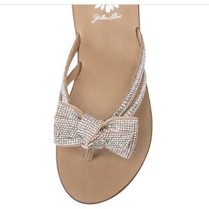 Yellow Box Latest Crystal Bow Tan Sandals with Bow Accent
